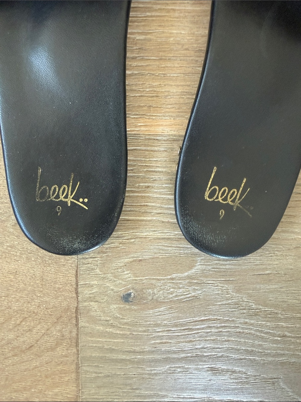beek Black Leather Sugarbird Slide Sandals - Picture 2 of 6